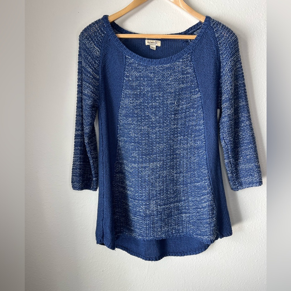 One World Blue 3/4 Sleeve Sweater size L